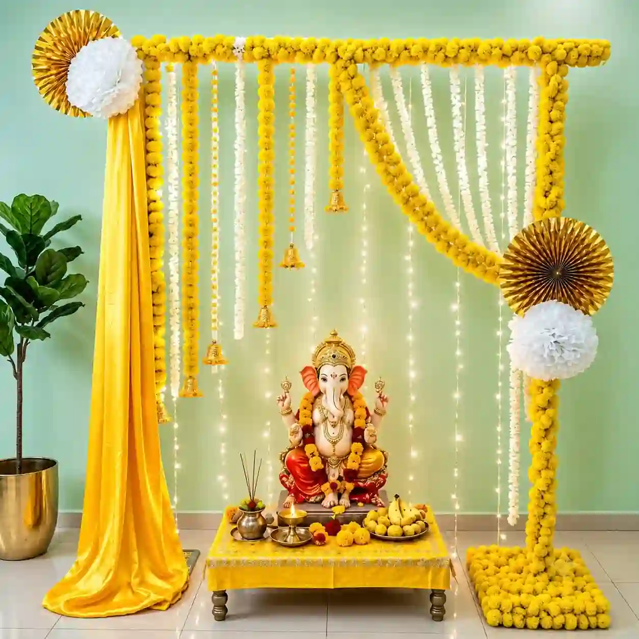 Ganesh Ring The Celebration Yellow White Theme Decor